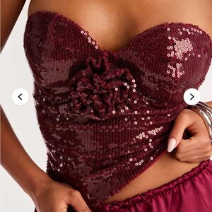 Fashion Nova Burgundy Sequin Bandeau